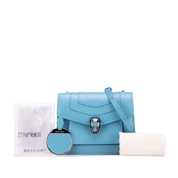 BVLGARI Serpenti Forever Chain Shoulder Bag in Blue Leather for Women - Picture 9 of 9